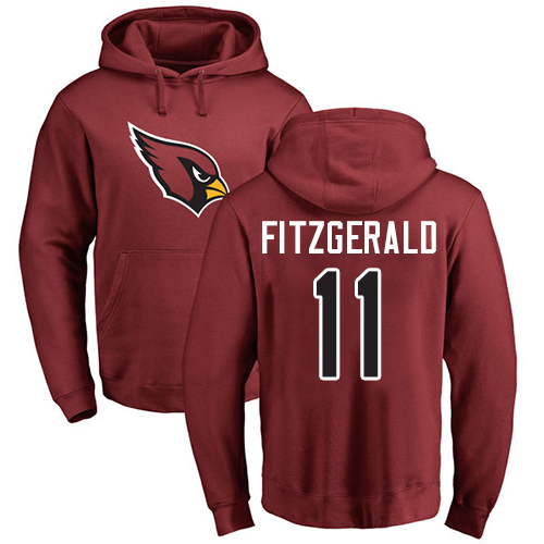 Arizona Cardinals Men Maroon Larry Fitzgerald Name And Number Logo NFL Football #11 Pullover Hoodie Sweatshirts->nfl t-shirts->Sports Accessory
